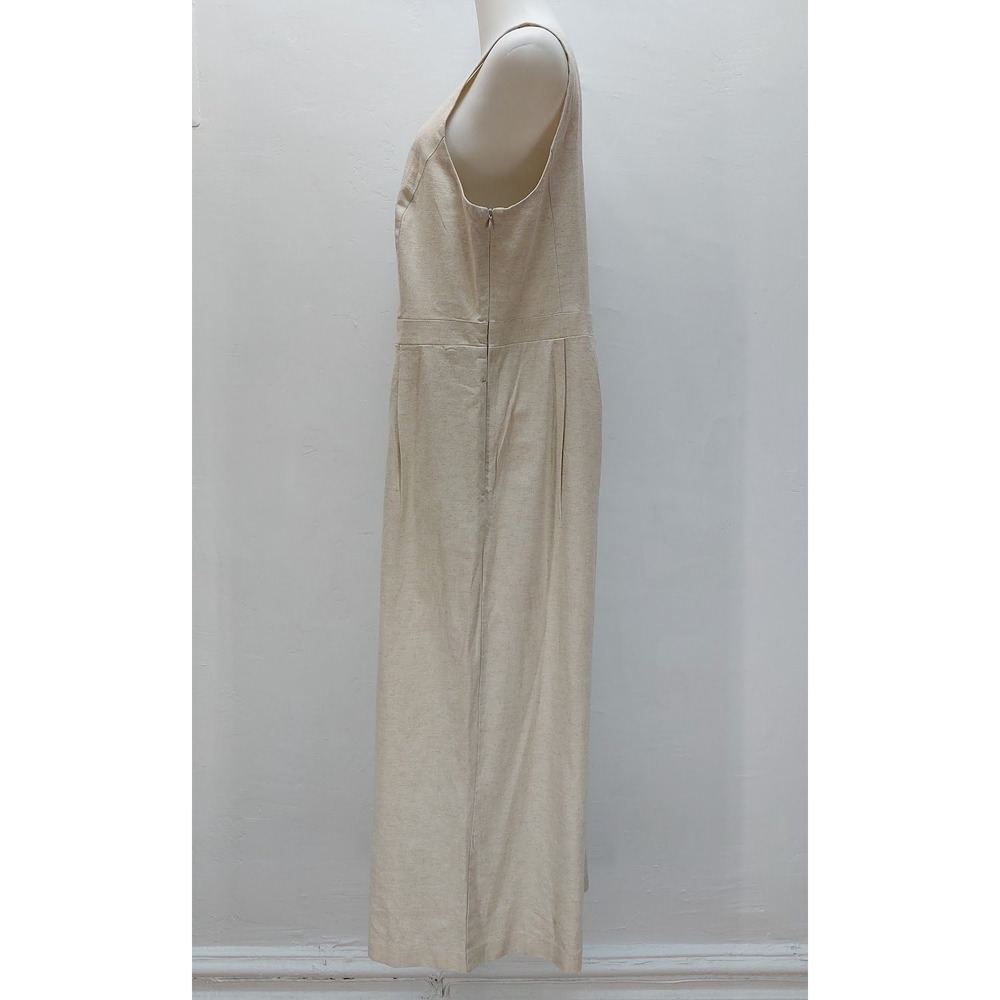 Banana Republic Jumpsuit Women's 18 Beige Linen Blend Wide Leg Square Neck Coast - Picture 4 of 12